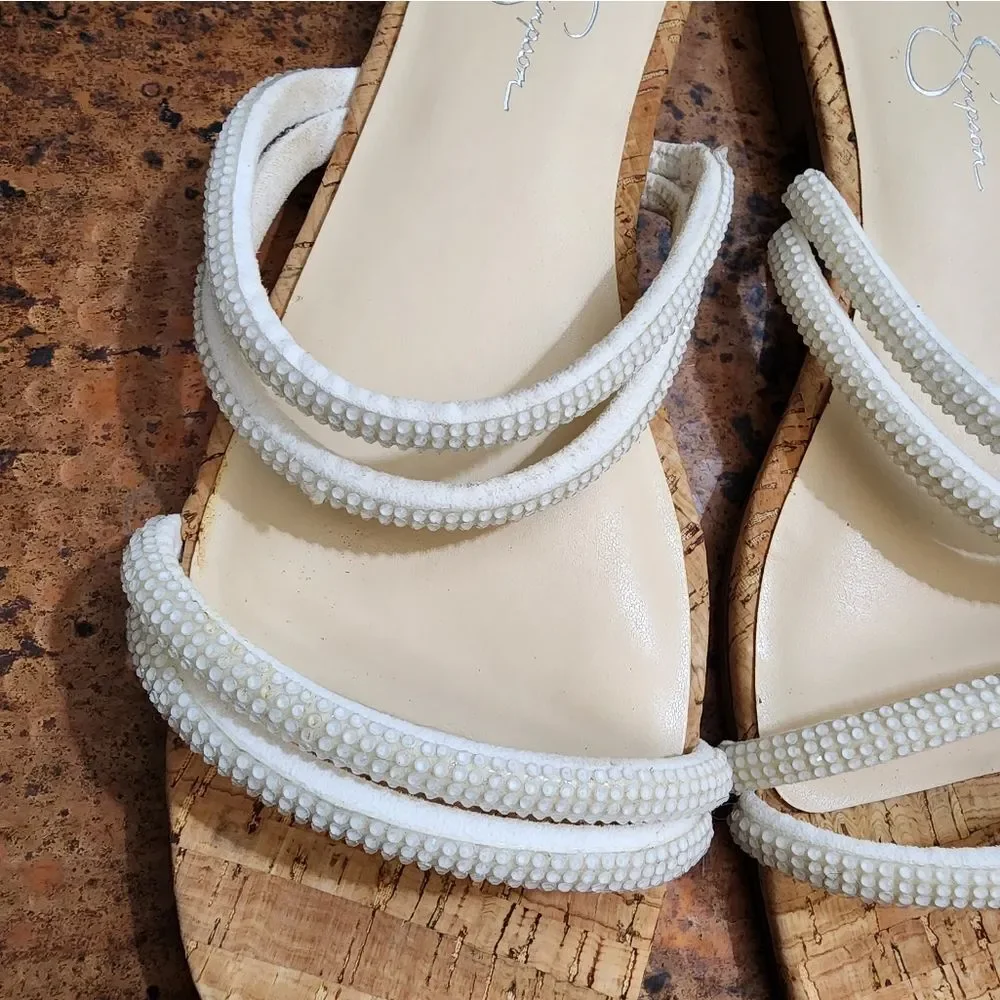 Jessica Simpson Sz.10 White Raexe 2 Slip-on Strappy Slide Sandals            285